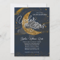 Night Under the Stars Blue Gold Moon Quinceanera