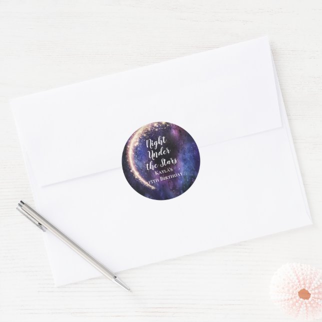 Night Under the Stars Classic Round Sticker (Envelope)