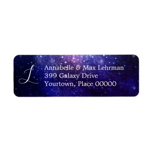Night Under the Stars Galaxy Monogram Address Label