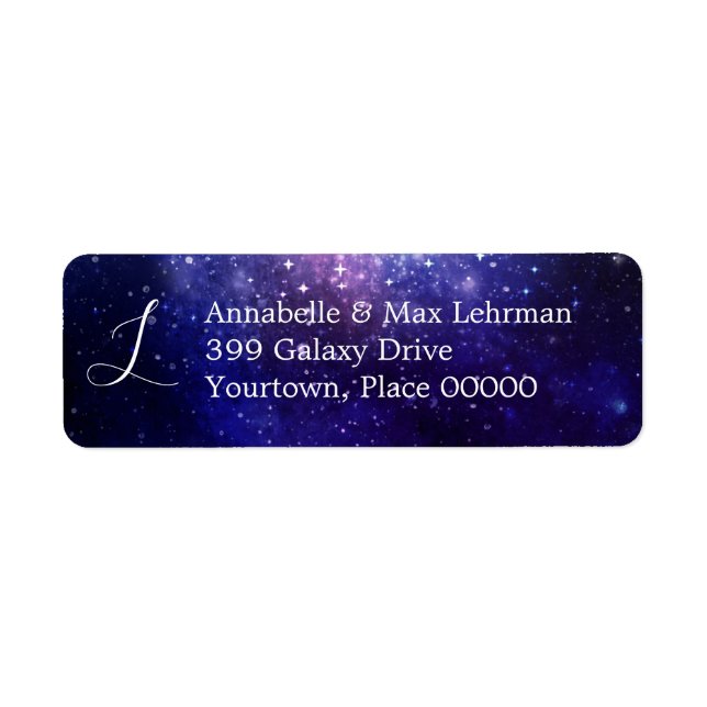 Night Under the Stars Galaxy Monogram Address Label (Front)