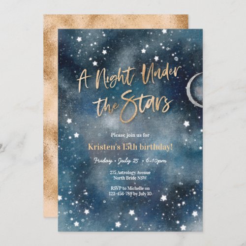 Night under the stars Gold Invitation