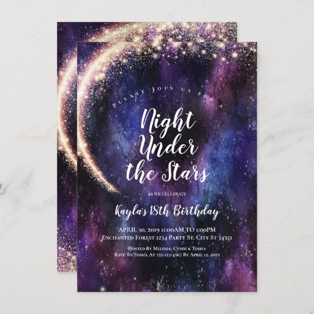 Night Under the Stars Invitations (Front/Back)