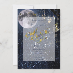 Night Under the Stars Sweet 16 Full Moon Gold Invitation