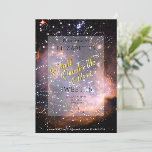 Night Under the Stars Sweet 16 Purple OrangeGalaxy Invitation Zazzle