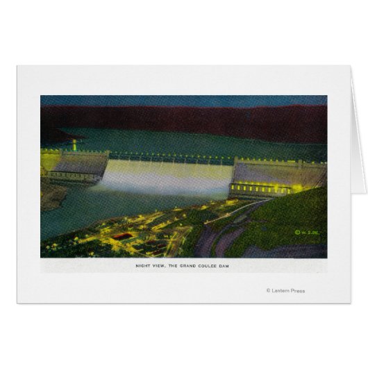 Night View, Grand Coulee Dam Cards (Front Horizontal)