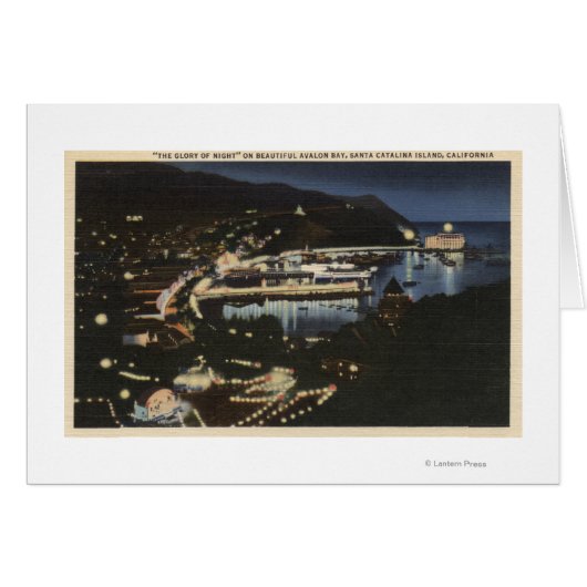 Night View of Avalon Bay Cards (Front Horizontal)