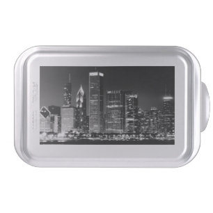 Night view of Chicago's famous cityscape Cake Pan