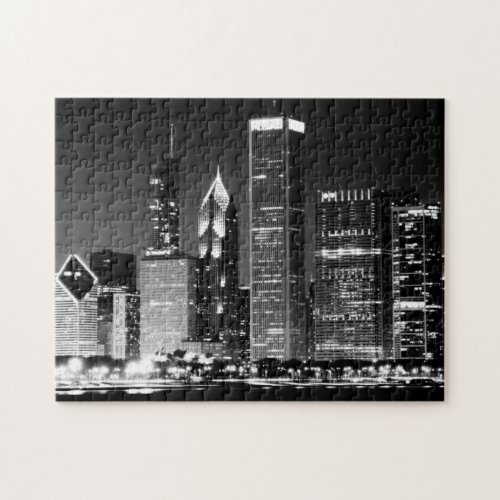 Night view of Chicagos famous cityscape Jigsaw Puzzle