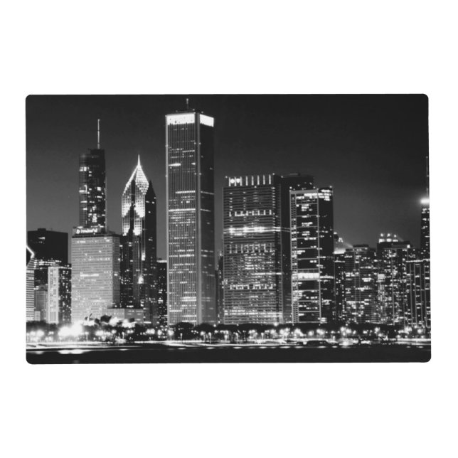 Night view of Chicago's famous cityscape Placemat (Front)