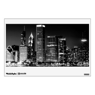 Night view of Chicago's famous cityscape Wall Sticker