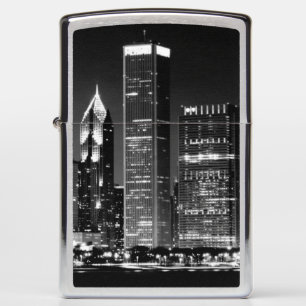 Night view of Chicago's famous cityscape Zippo Lighter