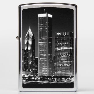 Night view of Chicago's famous cityscape Zippo Lighter