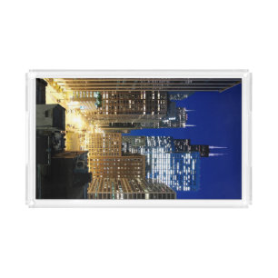 Night view of cityscape of Chicago Acrylic Tray