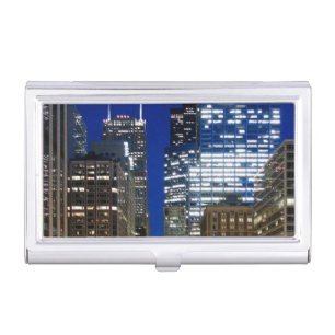 Night view of cityscape of Chicago Business Card Holder