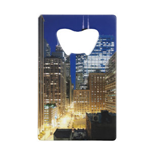 Night view of cityscape of Chicago Credit Card Bottle Opener