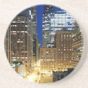 Night view of cityscape of Chicago Drink Coaster