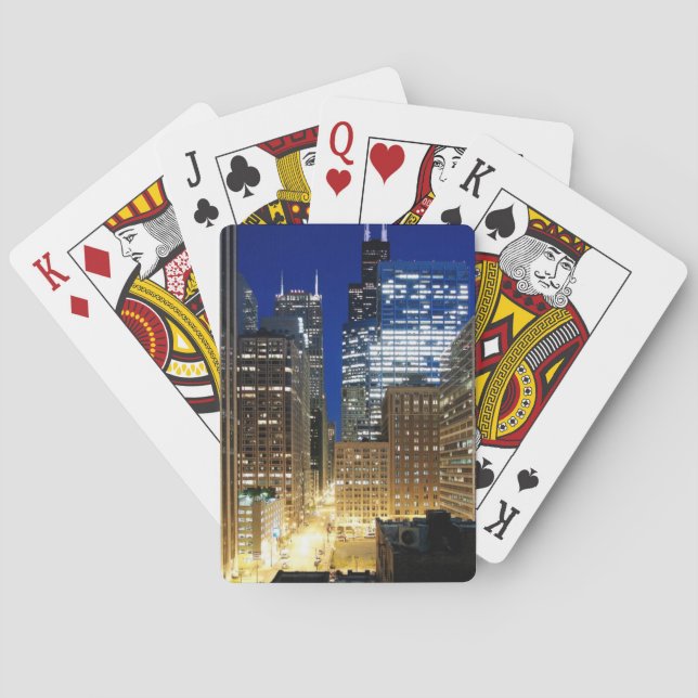 Night view of cityscape of Chicago Poker Cards (Back)