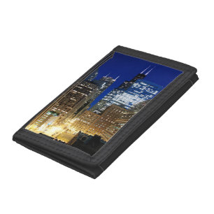 Night view of cityscape of Chicago Tri-fold Wallet