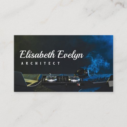 Night view of dj mix of party entertainment business card