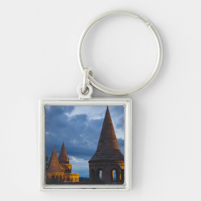 Night view of Fisherman's Bastion, Castle Hil Keychain (Front)