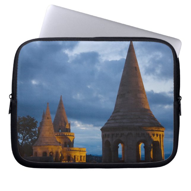 Night view of Fisherman's Bastion, Castle Hil Laptop Sleeve (Front)