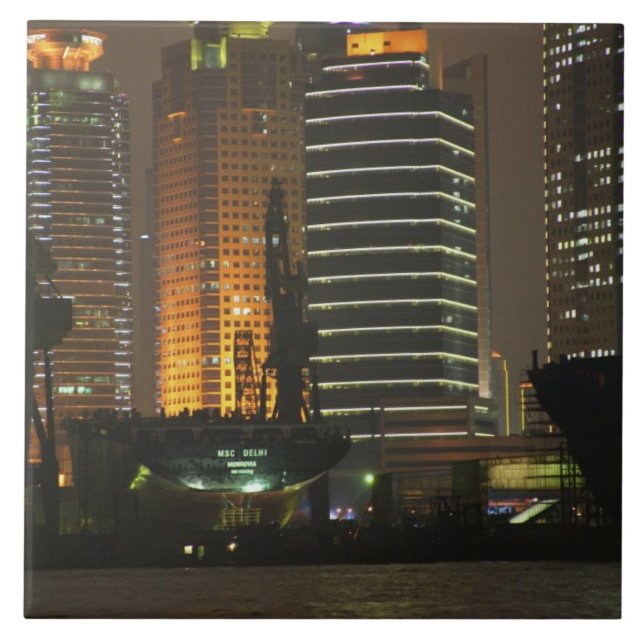 Night view of highrises in Pudong New Area by Ceramic Tile (Front)