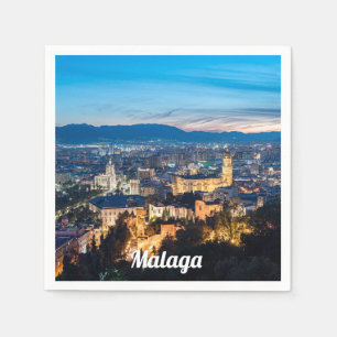 Night view of Malaga Cathedral in Malaga, Spain Napkins