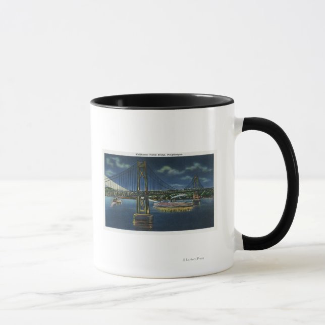 Night View of Mid-Hudson Traffic Bridge Mug (Right)