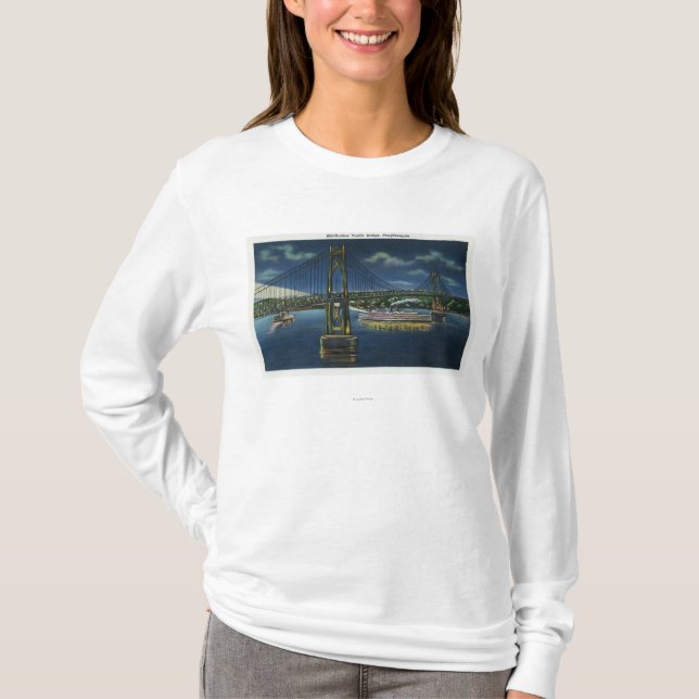 Night View of Mid-Hudson Traffic Bridge T-Shirt (Front)