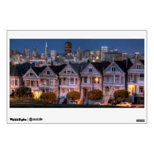 Night view of 'painted ladies'  houses wall sticker