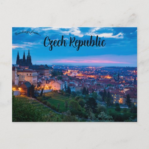 Night View of Prague Castle in Czech Republic Postcard