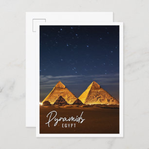 Night view of Pyramids of Giza Egypt Postcard