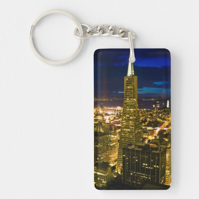 Night view of San Francisco. Keychain (Front)
