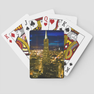 Night view of San Francisco. Poker Cards