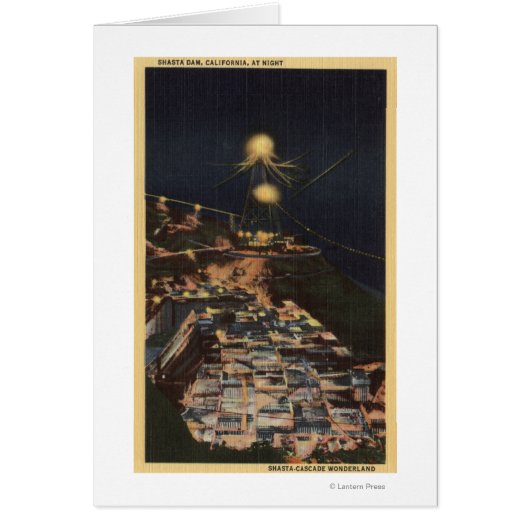 Night View of Shasta Dam Cards (Front)