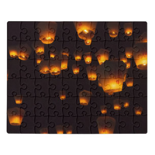 Night View of Sky Lanterns Jigsaw Puzzle