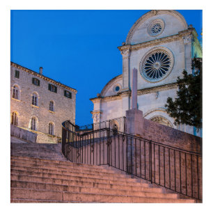 Night view of stairs and church in Split, Croatia Acrylic Print
