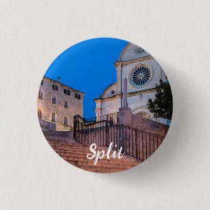 Night view of stairs and church in Split, Croatia Button