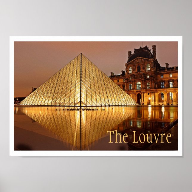 Night View of The Louvre , Paris, France Poster (Front)