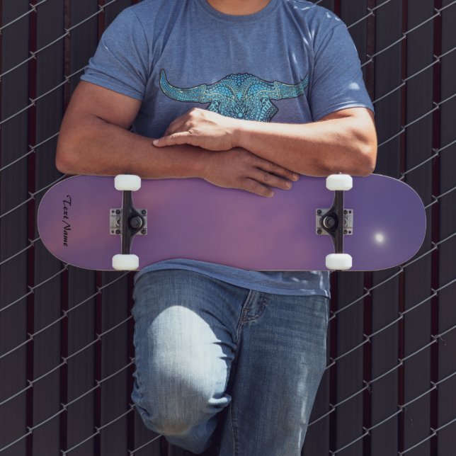 Night view  Watercolor gradient Personalized Name  Skateboard (Outdoor 3)