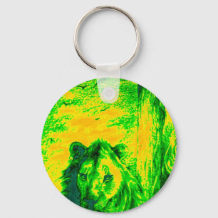 Night Vision Lion Art Fluorescent Print Keychain