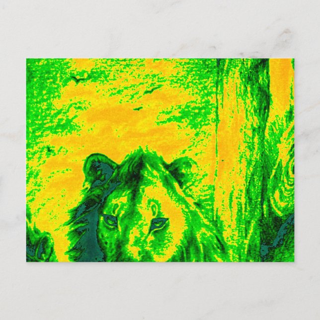 Night Vision Lion Art Fluorescent Print Postcard (Front)