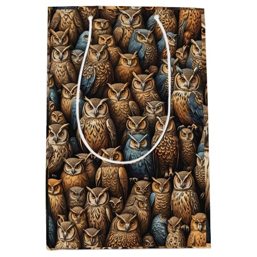 Night Watch Owl Gathering Pattern Medium Gift Bag