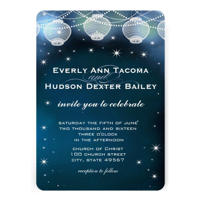 Night Wedding Lanterns Stars Garland Personalized Announcements