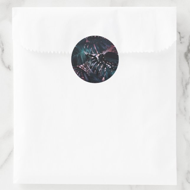 Night Wild Jungle Tropical Parrots Classic Round Sticker (Bag)