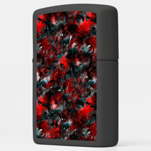 Night with showy spoiled red leaves fallen on ash  zippo lighter