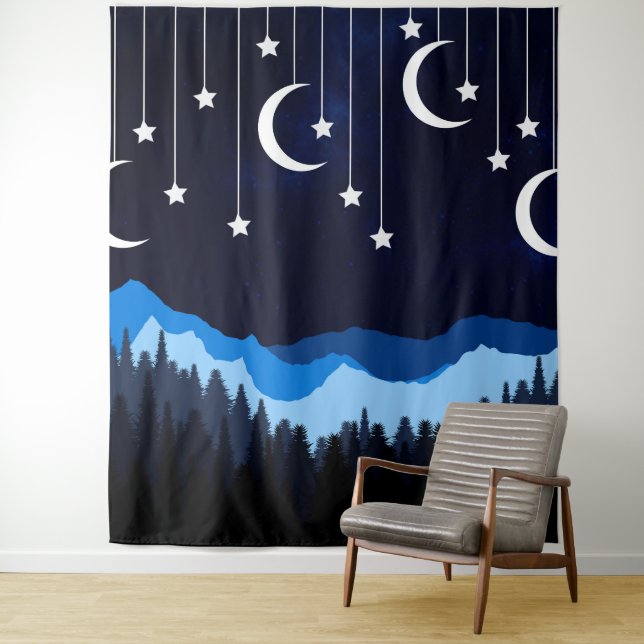 Night with the moon portrait tapestry (In Situ)