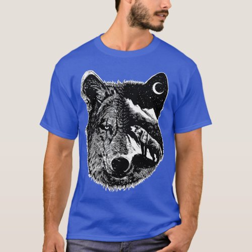 Night wolf Animal Theme Design Suitable for Men an T_Shirt