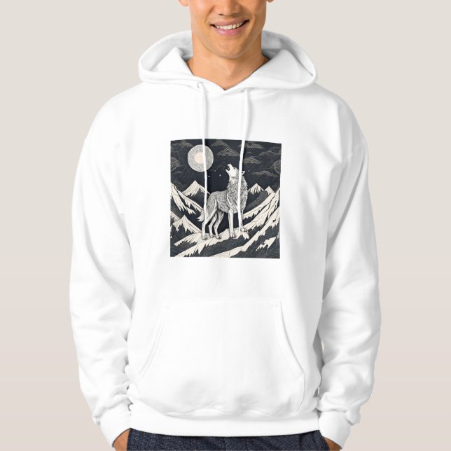 Night Wolf Howl – Moonlight & Forest Esthetic Hoodie (Front)