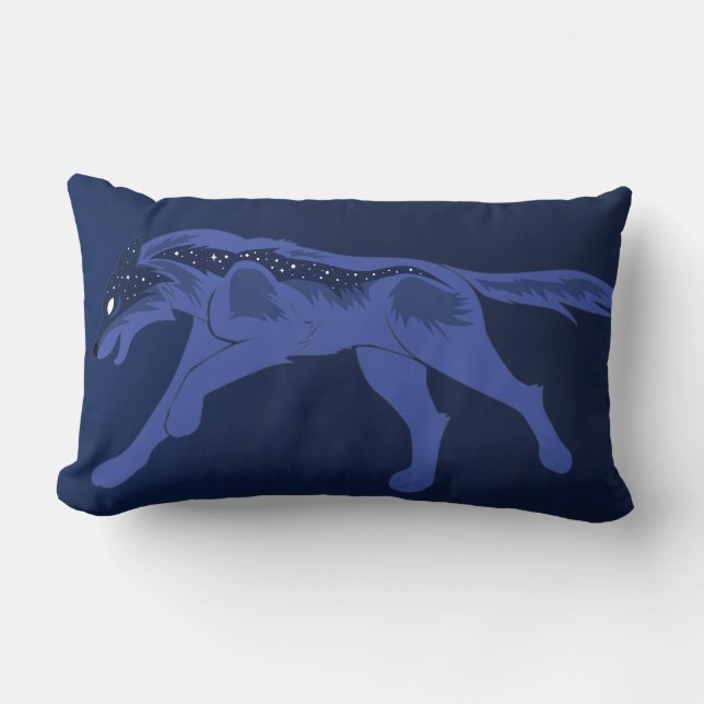 Night Wolf Lumbar Pillow (Front)